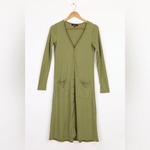 Lulu’s Walk With Me light green ribbed long button up cardigan small
